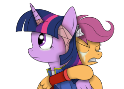 Size: 1936x1400 | Tagged: safe, artist:squipycheetah, scootaloo, twilight sparkle, alicorn, pegasus, pony, the count of monte rainbow, g4, albert de morcef, bandage, blood, clothes, crossover, crying, cute, duo, eyes closed, father and son, folded wings, gritted teeth, hug, mondego, monsparkle, scootabert, shocked, sitting, suit, surprised, tears of joy, the count of monte cristo, twilight sparkle (alicorn)