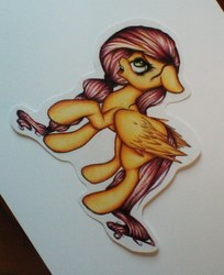 Size: 1191x1457 | Tagged: safe, artist:evildraw, fluttershy, pegasus, pony, my little brony risovach, g4, female, solo, traditional art
