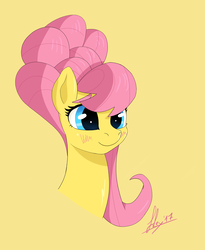 Size: 1600x1947 | Tagged: safe, artist:chrisfhey, fluttershy, g4, alternate hairstyle, female, simple background, solo