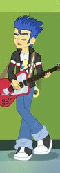 Size: 232x669 | Tagged: safe, screencap, flash sentry, equestria girls, g4, my little pony equestria girls: rainbow rocks, clothes, electric guitar, guitar, jacket, lockers, male, musical instrument, pants, shoes, sneakers, solo