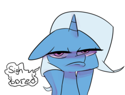 Size: 1015x771 | Tagged: safe, artist:fauxsquared, trixie, pony, unicorn, trixie is magic, g4, bored, dialogue, female, floppy ears, lidded eyes, looking at you, simple background, solo, transparent background