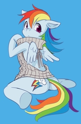 Size: 1469x2256 | Tagged: safe, artist:manmaru00, rainbow dash, g4, backless, butt, clothes, female, open-back sweater, plot, simple background, sleeveless sweater, solo, sweater, virgin killer sweater