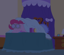 Size: 3213x2782 | Tagged: safe, artist:zefrenchm, pinkie pie, human, g4, bed, binoculars, camera, female, high res, humanized, solo