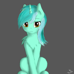 Size: 1000x1000 | Tagged: safe, artist:ruanshi, lyra heartstrings, pony, g4, chest fluff, female, fluffy, gray background, looking at you, mare, simple background, solo