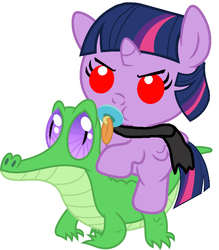 Size: 786x897 | Tagged: safe, artist:red4567, gummy, twilight sparkle, alicorn, pony, g4, ponies of dark water, babylight sparkle, cute, evil, evil twilight, ponies riding gators, pure unfiltered evil, riding, twiabetes, twilght riding gummy, twilight sparkle (alicorn), tyrant sparkle