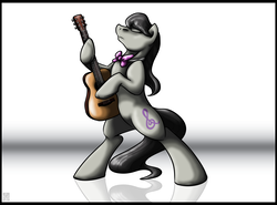 Size: 3932x2902 | Tagged: safe, artist:stormblaze-pegasus, octavia melody, earth pony, pony, g4, acoustic guitar, backwards cutie mark, bipedal, eyes closed, female, guitar, high res, mare, musical instrument, necktie, reflection, solo