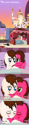 Size: 1210x5160 | Tagged: safe, artist:aarondrawsarts, oc, oc only, oc:brain teaser, oc:rose bloom, comic:anniversary in canterlot, aftersex, bedroom, blushing, brainbloom, cuddling, high res, morning, morning after, snuggling