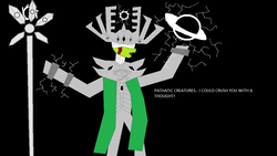 Size: 1152x648 | Tagged: safe, thorax, changedling, changeling, eldar, g4, 1000 hours in ms paint, all seeing eye, angry, armor, ataxai, black hole, bleeding eyes, blood, bracelet, caption, clothes, ethereal, eye of horus, helmet, jewelry, king thorax, magic, misspelling, ms paint, robe, robes, staff, stargate, void, wizard, x-com, xcom 2, xcom: enemy unknown, xk-class end-of-the-world scenario