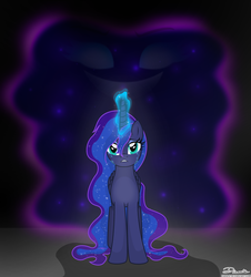 Size: 2223x2464 | Tagged: safe, artist:dianlie, princess luna, tantabus, do princesses dream of magic sheep, g4, glowing horn, high res, horn, magic