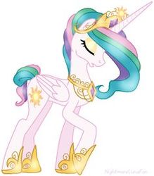 Size: 236x269 | Tagged: safe, artist:nightmarelunafan, princess celestia, alicorn, pony, g4, alternate hairstyle, crown, female, horn, jewelry, needs more resolution, picture for breezies, regalia, short tail, simple background, solo, white background