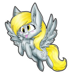 Size: 2400x2490 | Tagged: safe, artist:hiro-uzumaki, derpy hooves, pegasus, pony, g4, female, high res, simple background, solo, spread wings, tongue out, transparent background