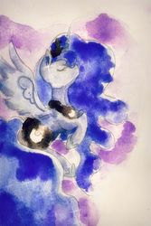 Size: 897x1343 | Tagged: safe, artist:chiuuchiuu, princess luna, tantabus, do princesses dream of magic sheep, g4, traditional art, watercolor painting