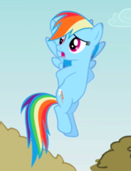 Size: 479x623 | Tagged: safe, screencap, rainbow dash, pony, g4, my little pony: friendship is magic, the mysterious mare do well, arm behind back, female, flying, mare, solo