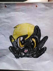 Size: 346x461 | Tagged: safe, artist:fee-f33, derpy hooves, pegasus, pony, g4, female, mare, solo, traditional art