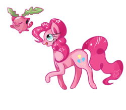Size: 1024x890 | Tagged: safe, artist:silvercloud64, pinkie pie, hoppip, g4, crossover, heart eyes, pokémon, simple background, transparent background, walking, wingding eyes