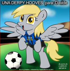 Size: 714x723 | Tagged: safe, artist:captainmexico, derpy hooves, pegasus, pony, g4, clothes, fc internazionale milano, female, football, mare, shirt, solo