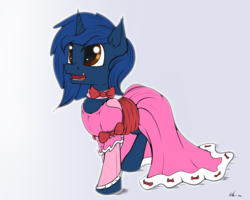 Size: 2460x1964 | Tagged: safe, artist:neko-me, oc, oc only, oc:starlight blossom, pony, unicorn, clothes, commission, cute, dress, ear fluff, female, filly, open mouth, solo