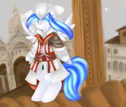Size: 1280x1083 | Tagged: safe, artist:fluffire, oc, oc only, oc:rescue pony, assassin's creed, clothes, cosplay, costume, ezio auditore, solo