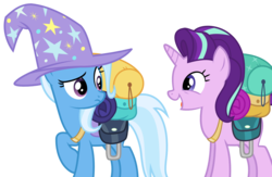 Size: 1439x937 | Tagged: safe, artist:burdo49, derpibooru exclusive, starlight glimmer, trixie, pony, unicorn, g4, to where and back again, .svg available, duo, female, mare, simple background, svg, transparent background, vector