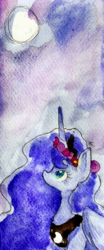 Size: 663x1600 | Tagged: safe, artist:chiuuchiuu, princess luna, g4, female, solo, traditional art, watercolor painting
