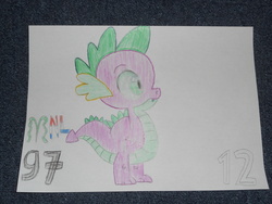 Size: 4000x3000 | Tagged: safe, artist:matteonl97, spike, dragon, g4, male, solo, traditional art