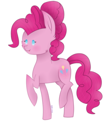 Size: 828x965 | Tagged: safe, artist:sprinkledashyt, pinkie pie, earth pony, pony, g4, female, mare, raised hoof, raised leg, simple background, smiling, solo, white background