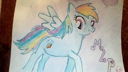 Size: 1024x576 | Tagged: safe, artist:amyrose12xx, rainbow dash, g4, female, solo, traditional art