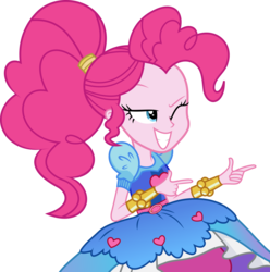 Size: 4460x4500 | Tagged: safe, artist:slb94, pinkie pie, equestria girls, g4, my little pony equestria girls: legend of everfree, absurd resolution, clothes, crystal gala, female, one eye closed, pointing, simple background, smirk, solo, transparent background, vector, wink