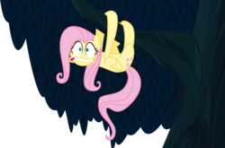 Size: 6066x4001 | Tagged: safe, artist:iscord, fluttershy, pegasus, pony, 28 pranks later, g4, .svg available, absurd resolution, behaving like a sloth, female, gritted teeth, mare, scared, simple background, solo, transparent background, tree, upside down, vector