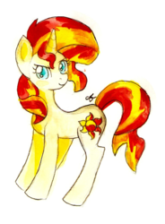 Size: 760x1034 | Tagged: safe, artist:chiuuchiuu, sunset shimmer, pony, unicorn, g4, female, simple background, solo, traditional art, transparent background