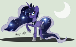 Size: 1024x628 | Tagged: safe, artist:abstractholly, princess luna, alicorn, pony, g4, female, ms paint, raised hoof, solo, watermark