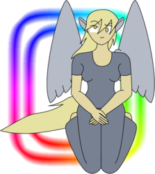 Size: 538x604 | Tagged: safe, artist:cassidypeterson, derpy hooves, human, g4, anatomically incorrect, eared humanization, female, humanized, incorrect leg anatomy, photoshop, simple background, solo, tailed humanization, transparent background, winged humanization, wings