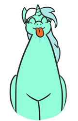 Size: 324x502 | Tagged: safe, artist:jargon scott, lyra heartstrings, pony, unicorn, g4, eyes closed, female, l.u.l.s., long neck, mare, raspberry, solo, tall, tongue out