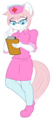 Size: 1544x3507 | Tagged: safe, artist:zeskii, nurse redheart, anthro, plantigrade anthro, g4, clipboard, clothes, female, human facial structure, simple background, solo, transparent background