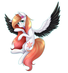 Size: 2819x3000 | Tagged: safe, artist:harmonyskish, oc, oc only, oc:ember (cinnamontee), pegasus, pony, colored wings, colored wingtips, female, high res, mare, simple background, solo, transparent background