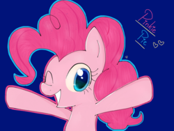 Size: 1024x768 | Tagged: safe, artist:pinkflutter, pinkie pie, g4, colored pupils, female, happy, simple background, solo