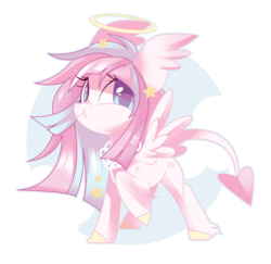 Size: 3349x3251 | Tagged: safe, artist:sorasku, oc, oc only, original species, cloud, female, halo, high res, mare, simple background, solo, transparent background, wings, yomi pony