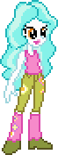 Size: 66x174 | Tagged: safe, artist:botchan-mlp, paisley, equestria girls, g4, animated, background human, blinking, boots, desktop ponies, female, flower, gif, high heel boots, pixel art, simple background, solo, sprite, transparent background
