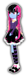 Size: 400x1081 | Tagged: safe, artist:snow angel, oc, oc only, oc:lily mirror, equestria girls, g4, bowtie, clothes, dress, equestria girls-ified, eyeshadow, lidded eyes, makeup, shoes, simple background, smiling, socks, solo, standing, striped socks, transparent background