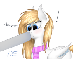 Size: 2176x1756 | Tagged: safe, artist:dedelner, oc, oc only, pegasus, pony, boop, clothes, female, mare, scarf, simple background, transparent background