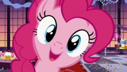 Size: 1366x768 | Tagged: safe, screencap, pinkie pie, earth pony, pony, g4, season 2, sweet and elite, cute, diapinkes, female, happy, hi anon, looking at you, mare, meme origin, smiling, solo