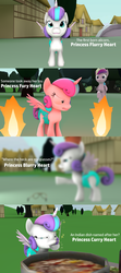 Size: 1920x4320 | Tagged: safe, artist:red4567, princess cadance, princess flurry heart, alicorn, pony, g4, 3d, angry, baby, baby pony, blurry, curry, diaper, fire, food, fury, fury heart, glasses, high res, ladle, name pun, princess punny heart, source filmmaker