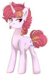 Size: 1024x1629 | Tagged: safe, artist:slasharu, oc, oc only, oc:colcket, pony, unicorn, female, mare, simple background, solo, tongue out, transparent background