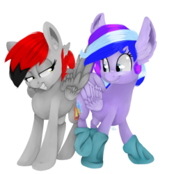 Size: 1000x1000 | Tagged: safe, artist:chibadeer, oc, oc only, pegasus, pony, butt bump, butt to butt, butt touch, clothes, female, mare, simple background, socks, transparent background