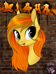 Size: 453x604 | Tagged: safe, artist:verabrony, oc, oc only, oc:misha, pony, bust, portrait, solo, tongue out