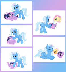 Size: 1854x2000 | Tagged: safe, artist:redflare500, applejack, fluttershy, trixie, twilight sparkle, g4, drinking, hilarious in hindsight, hoof hold, i have no mouth and i must scream, inanimate tf, kettle, magic, mug, objectification, teapot, transformation