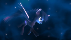 Size: 991x558 | Tagged: safe, artist:tridashie27, twilight sparkle, alicorn, pony, g4, 3d, female, fluffy, running, solo, space, twilight sparkle (alicorn)