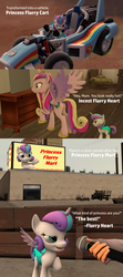 Size: 1920x4320 | Tagged: safe, artist:red4567, princess cadance, princess flurry heart, alicorn, pony, g4, 3d, baby, baby pony, cart, daughter, dialogue, diaper, facial hair, female, filly, flurry heart is best princess, high res, incest, infidelity, interview, lesbian, luigi's death stare, mare, microphone, mother, mother and daughter, moustache, princess punny heart, ship:flurrydance, shipping, source filmmaker, store