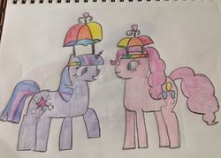 Size: 800x574 | Tagged: safe, artist:vazquezg19, pinkie pie, twilight sparkle, feeling pinkie keen, g4, traditional art