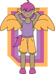 Size: 372x499 | Tagged: safe, artist:cassidypeterson, scootaloo, human, g4, armpits, eared humanization, female, humanized, photoshop, simple background, solo, tailed humanization, transparent background, winged humanization, wings